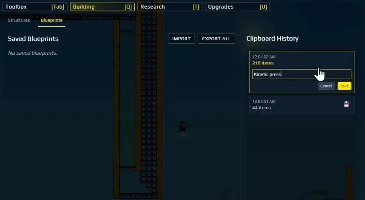 Exporting a Blueprint string