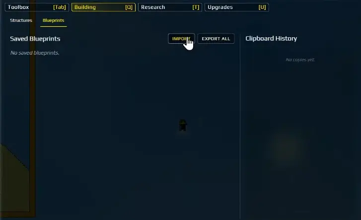 Importing a Blueprint string