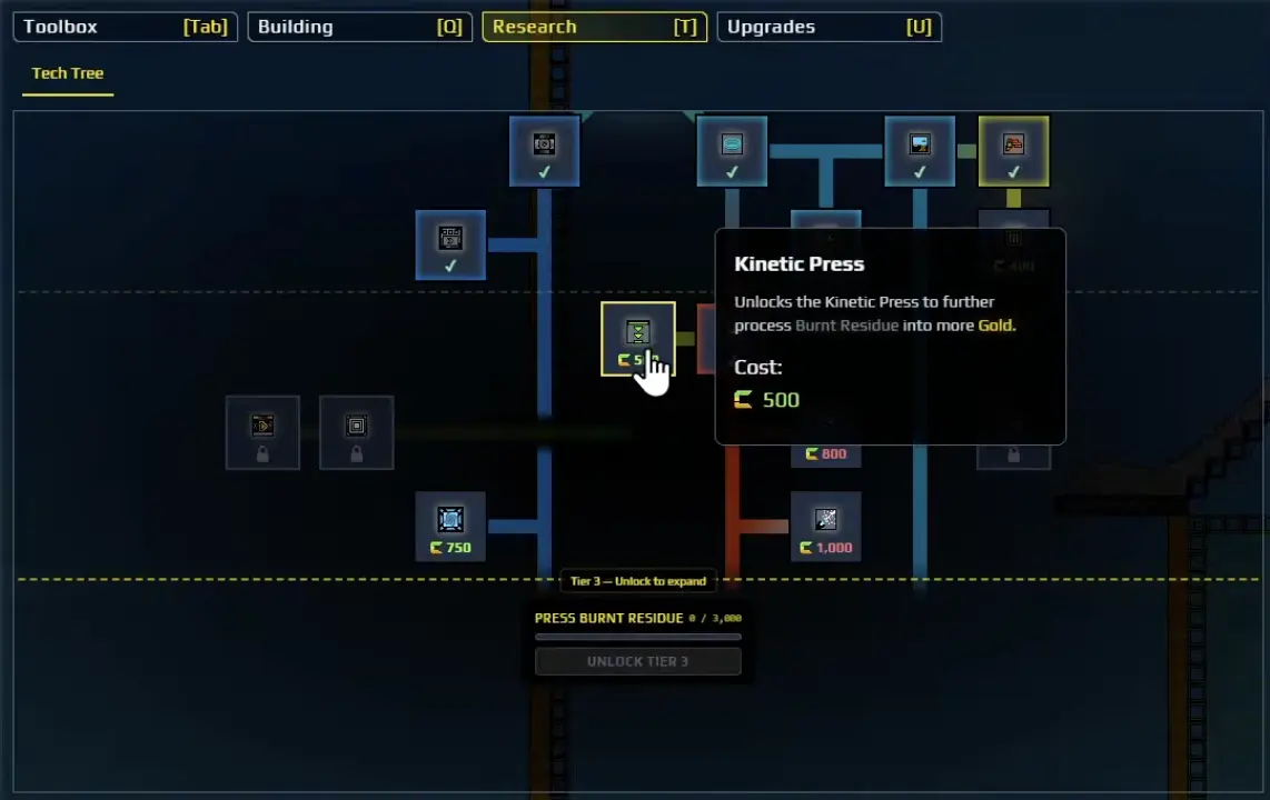 Kinetic Press research target showing 500 Gold