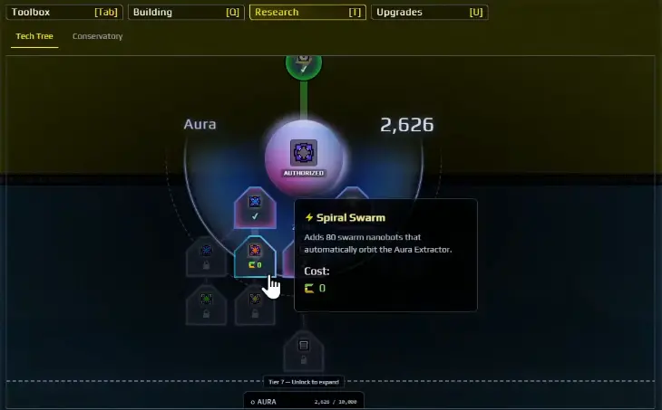 Spiral Nanobot swarm around the Aura field