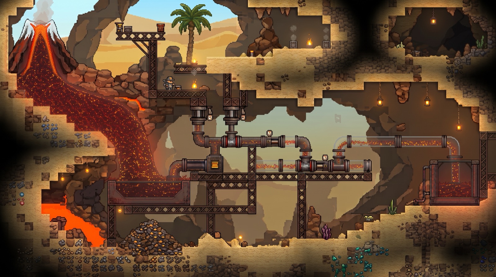 AI-generated decorative underground factory scene