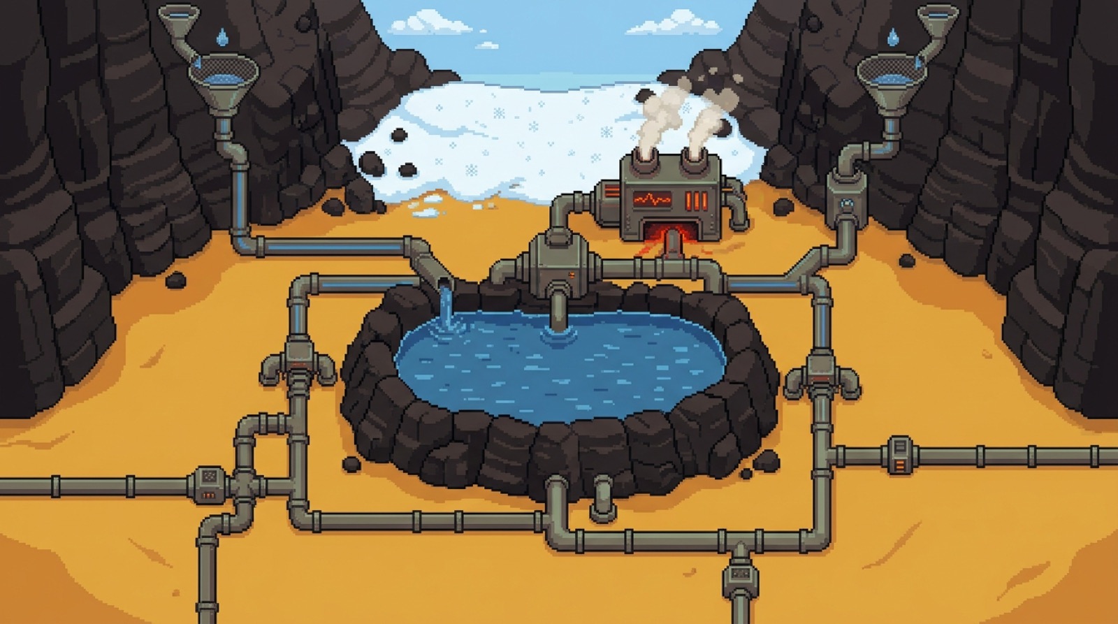 AI-generated decorative Water collection and Pipe scene