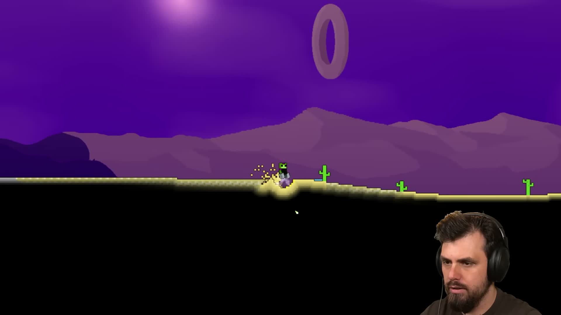 Player beside desert sand in a community Sandustry recording